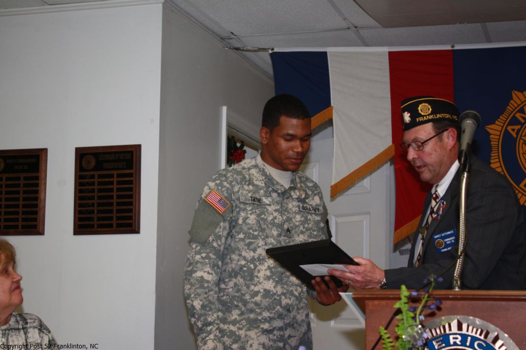 photo of NCO of the Year Certificate recipient