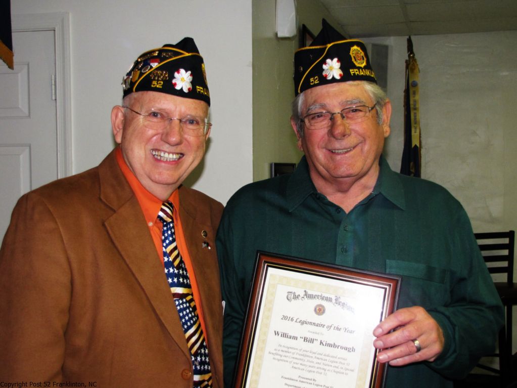 photo of Post Legionnaire of the Year recipient